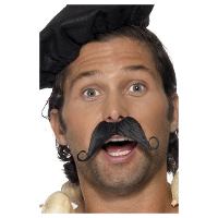 Fransman verkleed nepsnor/plaksnor   zwarte krulsnor   volwassenen