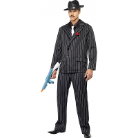 Smiffys Gangster verkleedkleding kostuum   zwart   heren   carnaval   gestreept   mafia man