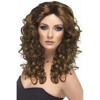 Glamour look dames pruik   bruin haar   krullen   Hollywood filmster   verkleed