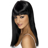 Glamour pruik met zwart stijl lang haar   voor dames   verkleed pruiken   carnaval