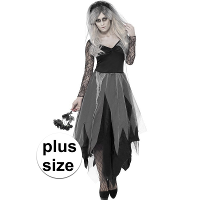 Grote maten zombie bruidsjurk verkleedkleding voor dames   Halloween/horror kostuum