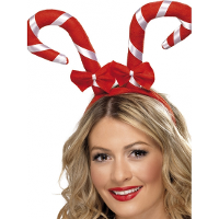 Smiffys Haarband met kerst zuurstokken   rood   kunststof   kerst accessoires   kerst artikelen?