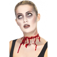 Halloween bloed doorlopen litteken   rondom nek   ketting   rood   horror wonden