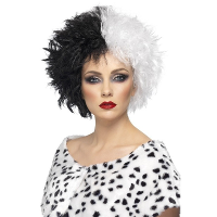 Halloween carnaval verkleed heksen pruik voor dames   zwart/wit