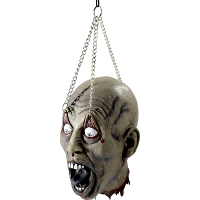 Hangend zombie horror hoofd   Halloween/horror decoratie poppen   versieringen