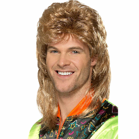 Herenpruik met matje in de nek   blond   jaren 80/90 foute party   new kids/aso look