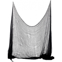 Horror decoratie net 75 x 300 cm   zwart   Halloween/horror decoratie muur/plafond versiering