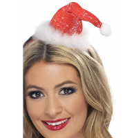 Kerst diadeem   mini kerstmuts   rood   polyester   kerst haarband