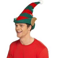 Kerst Elfen puntmuts   met oren   voor volwassenen   groen/rood   polyester   one size