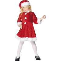 Kerstjurkje   rood   met kerstmuts   meisjes   kerstvrouw   kerstman   jurkje