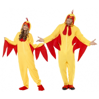 Kip/haan kostuum onesie   geel   voor volwassenen   jumpsuit   dierenpak