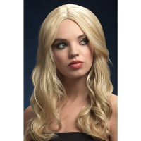 Luxe blonde pruik Khloe   voor dames   lang   synthetisch   hittebestendig