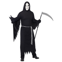 Magere Hein/dood Halloween kostuum   met masker   zwart   voor volwassenen   one size