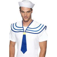 Matrozen zeeman kraag   wit/blauw   Maritieme verkleed accessoires   volwassenen