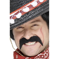 Mexicaanse/cowboy nep/plak snor   verkleden   zwart   nepsnorren   plaksnorren