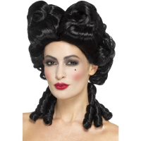 Smiffys middeleeuwse hofdame / keizerin / koningin pruik   zwart   voor dames   Carnaval