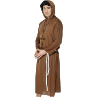 Monnik kostuum   bruin   heren   priester gewaad   polyester   verkleedkleding