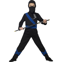 Smiffys Ninja kostuum   zwart/blauw   kinderen   verkleedpak   carnaval