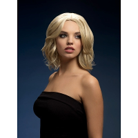 Olivia verkleed pruik   blond kort haar   dames   luxe damespruik   Carnaval   verkleedpruik