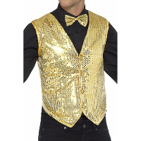 Pailetten Gilet   vestje   goud   heren   polyester   glitter jasje   Carnavalkleding   show