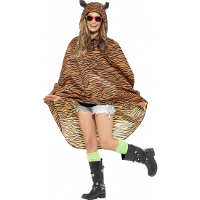 Party regenponcho   tijger   met capuchon   volwassenen   tijgerprint poncho