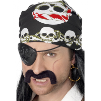 Smiffys Piraten bandana   doodskoppen   zwart