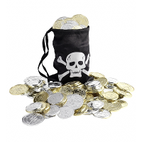 Piraten buidel   Verkleed speelgoed artikel   zwart   zak met piraten munten