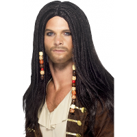 Smiffys Piraten verkleedpruik   carnaval   met lange dreads en kralen   heren