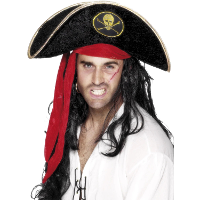 Piratenhoed   zwart/goud   piraten   verkleden   carnaval   jack sparrow