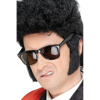 Plak bakkebaarden   zwart   2x stuks   verkleden   carnaval   Elvis/Blue brothers   rock n roll