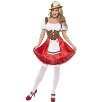 Smiffys Rode/bruine Tiroler dirndl verkleed kostuum/jurkje voor dames