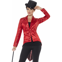 Smiffys Rood dames slipjas met pailletten