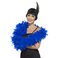Smiffy's Luxe veren boa   blauw   180 cm   80 gram   carnaval verkleed spullen/accessoires