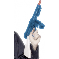 Tommy gun geweer met geluid   blauw   kunststof   49 cm   maffia gangster verkleed accessoire