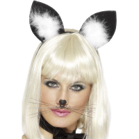 Verkleed accessoires katten/poezen oren diadeem   voor volwassenen   dames   dierenpak onderdeel