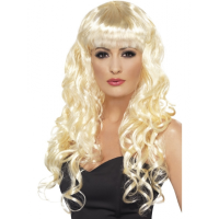 Verkleed Blonde damespruik met krullen