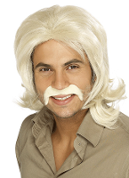 Verkleed Blonde seventies heren pruik