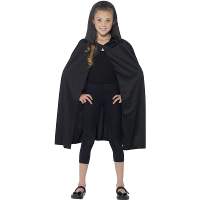 Smiffys Verkleed cape   met capuchon   zwart   voor kinderen   polyester   mantel