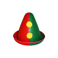 Verkleed Clown hoedje   rood/groen   Carnaval clown feesthoedje   volwassenen
