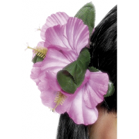 Verkleed Haarbloem   roze   haarclip Hawaii bloemen   Tropische thema accessoires