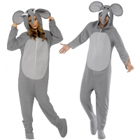 Verkleed Onesie/jumpsuit olifant   grijs   voor volwassenen   dieren verkleed thema