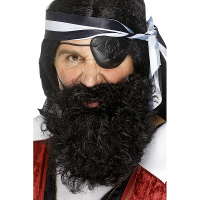 Verkleed Piraten baard zwart gekruld
