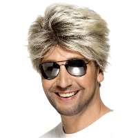Verkleed pruik   blond haar   voor heren   volwassenen   eighties   carnaval   verkleden