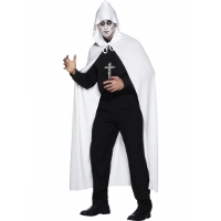 Verkleedkleding Witte lange cape met capuchon