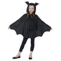 Verkleedpak/cape Vleermuis   zwart   voor kinderen   Halloween/carnaval verkleed kostuum