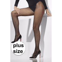 Visnet panty   zwart   plus size   dames   verkleed panty   XXL/XXXL