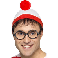 Waar is Wally carnaval verkleed setje   wit/rood   voor volwassenen