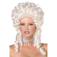 Witte hoge dames carnaval verkleed pruik   Baroque/middeleeuwen