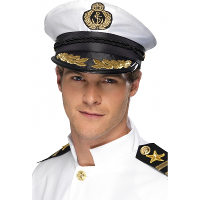 Witte kapiteins pet   met logo   marine pet   verkleden   feestartikelen   volwassenen