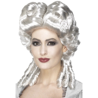 Witte keizerin verkleedpruik voor dames   model Marie Antoinette   middeleeuwen